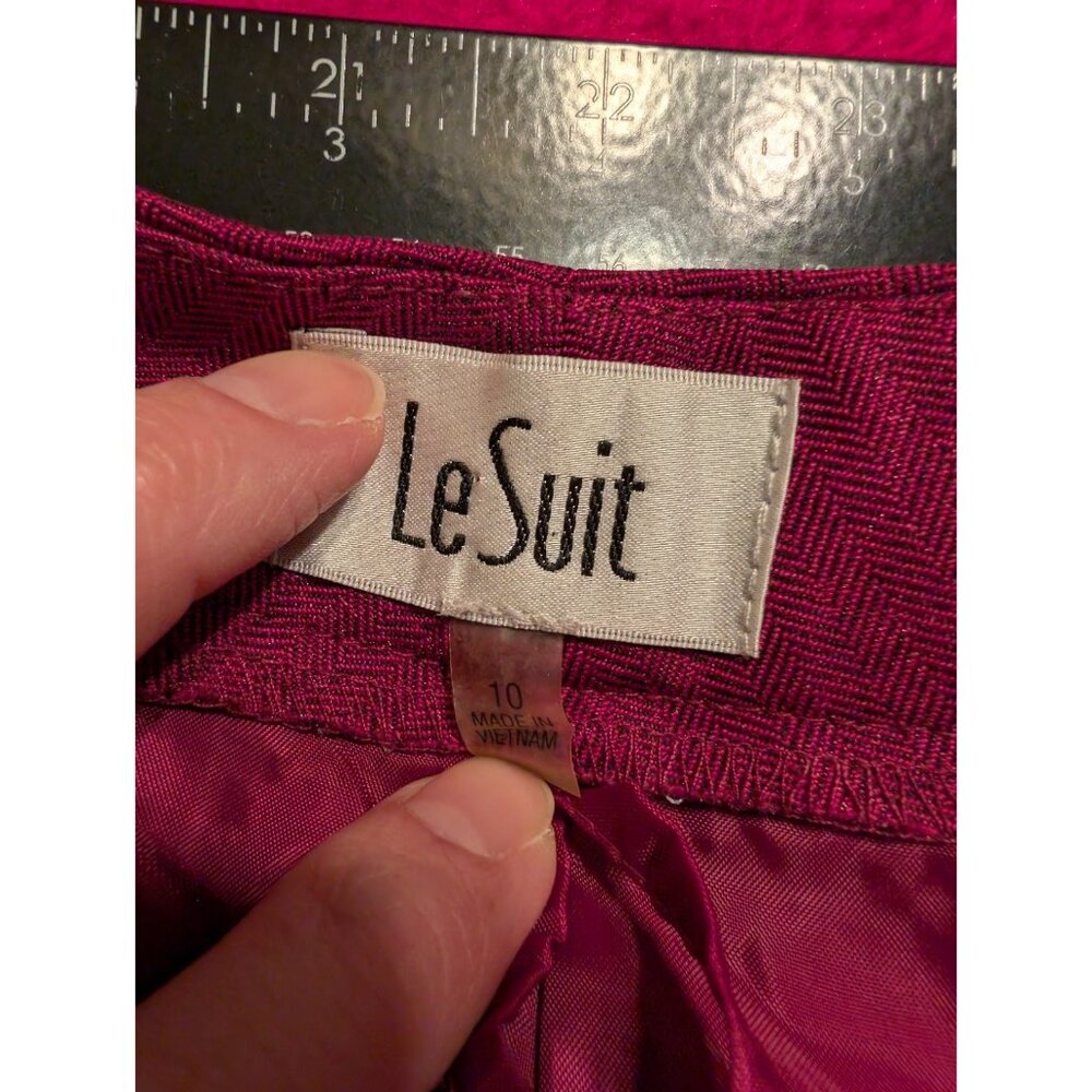 Le Suit Womens Size 10 Dress Pants Magenta Pink Herringbone Lined Career - Picture 3 of 6